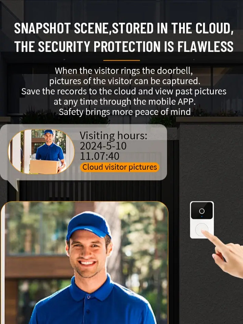 Smart Wireless Video Doorbell Camera - 1080P HD, AI Detection, Night Vision, Instant Alerts & 2-Way Audio - Easy Install & Rechargeable Battery