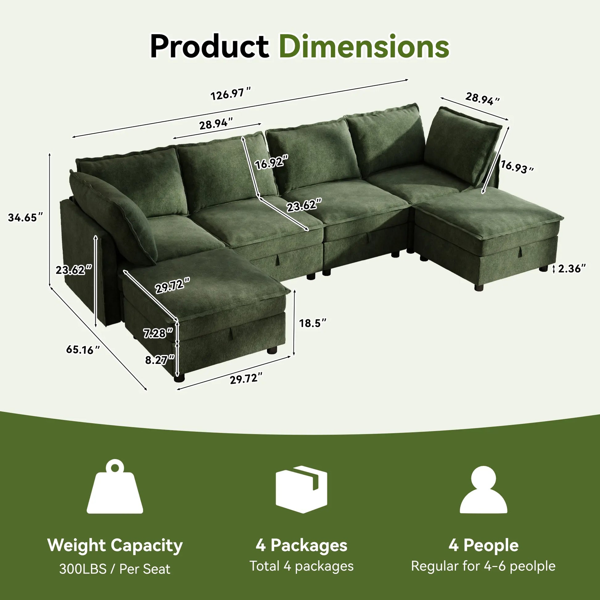 Transform Your Space with the Guromagicsofa 97" U-Shaped Modern Sectional - Stylish Beige Couch with Storage & Movable Ottomans for Living Room & Office