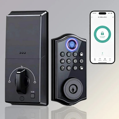 Revolutionary Biometric Fingerprint Smart Deadbolt Lock - 4-in-1 Keyless Entry with Keypad, Bluetooth Control, Anti-Peeping Password & Backup Key!