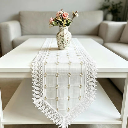 Elegant Non-Slip Embroidered Lace Table Runner - Durable & Ideal for Every Occasion!