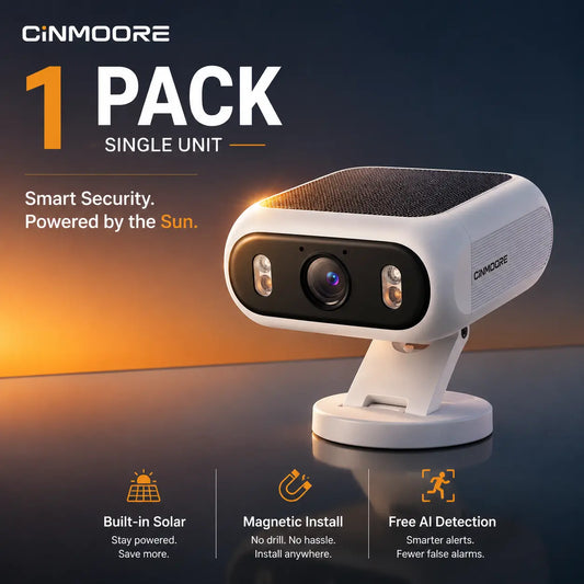 Revolutionary Wireless Solar Security Camera - No Drill, Magnetic Mount, 9000mAh Battery, AI Detection, Color Night Vision, Dual-Band WiFi