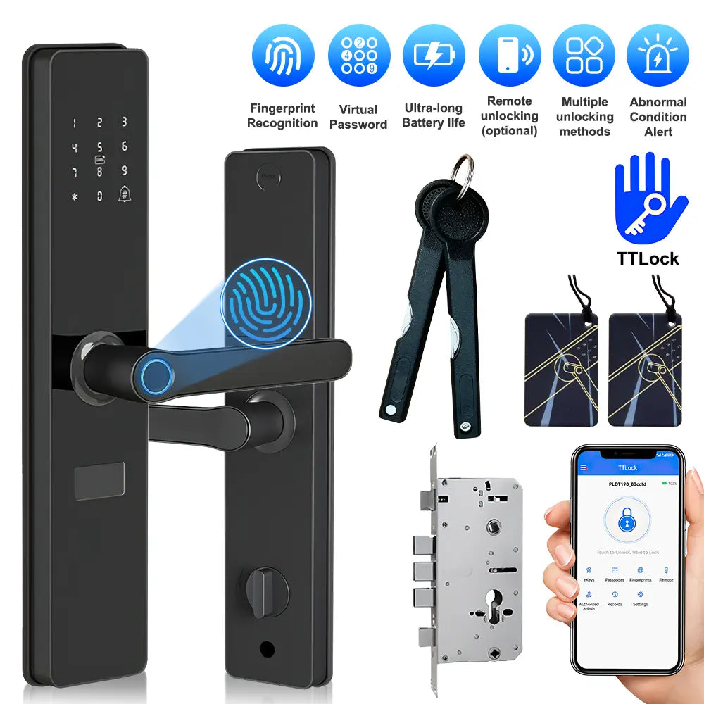 Upgraded Summervibes Keyless Biometric Fingerprint & Bluetooth Door Lock - Fits 60mm Thickness