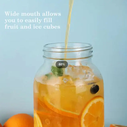 64-Ounce Leak-Proof Glass Mason Jar with Lid - Perfect for Milk, Beverages & Everyday Storage - Easy to Clean!