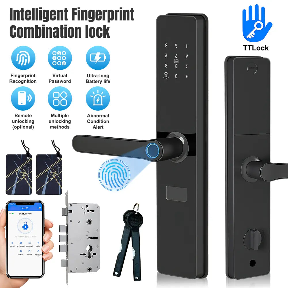 Upgraded Summervibes Keyless Biometric Fingerprint & Bluetooth Door Lock - Fits 60mm Thickness