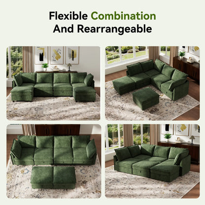 Transform Your Space with the Guromagicsofa 97" U-Shaped Modern Sectional - Stylish Beige Couch with Storage & Movable Ottomans for Living Room & Office