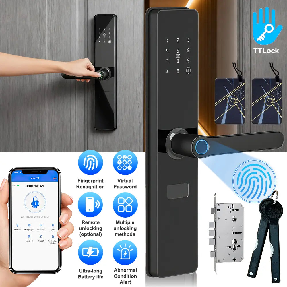 Upgraded Summervibes Keyless Biometric Fingerprint & Bluetooth Door Lock - Fits 60mm Thickness