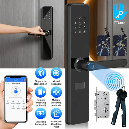 Upgraded Summervibes Keyless Biometric Fingerprint & Bluetooth Door Lock - Fits 60mm Thickness