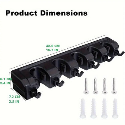 Maximize Your Space with the Meiglobal Wall-Mounted Garden Tool Organizer - 5 Slots & 6 Hooks for Ultimate Efficiency in Garage, Shed, or Laundry Room!