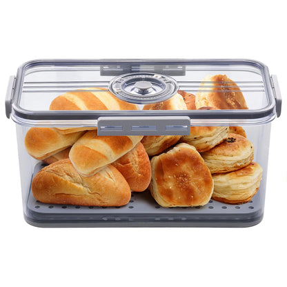 Stylish Sealed Bread Box with Lid - 7.45L Capacity, Time Record Feature, Perfect for Homemade Bread, Bagels, Cookies & More - Gray Kitchen Essential
