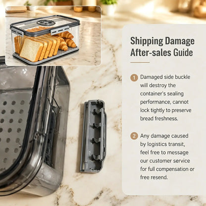Stylish Sealed Bread Box with Lid - 7.45L Capacity, Time Record Feature, Perfect for Homemade Bread, Bagels, Cookies & More - Gray Kitchen Essential