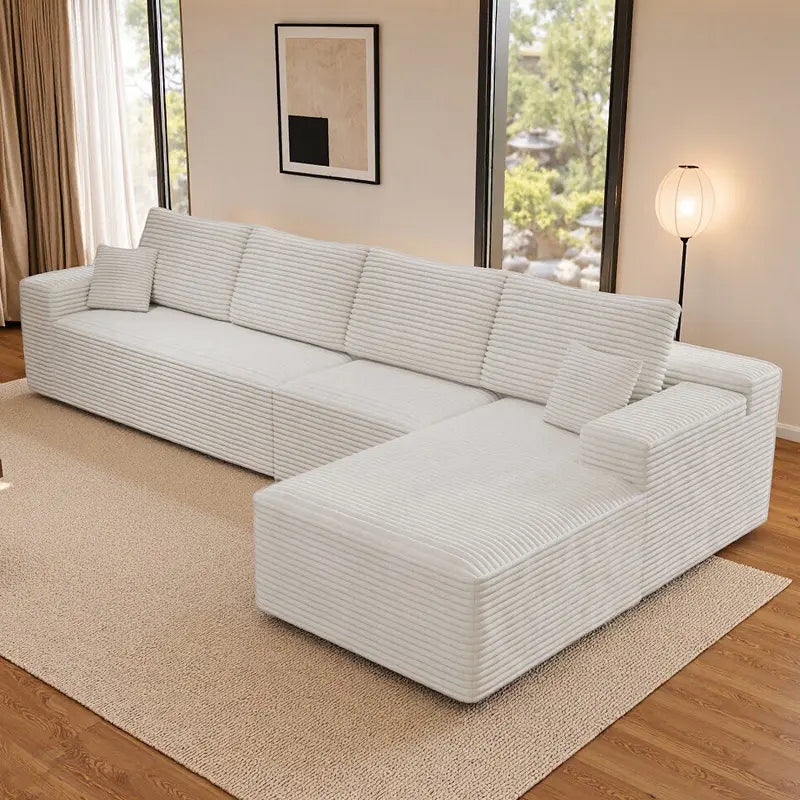 Luxurious 104" Modular U-Shaped Cloud Couch with Chaise Lounge & Ottoman - Ultimate Deep Seat Comfort in Soft Corduroy, No Assembly Required