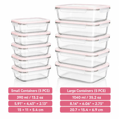 8-Piece BPA-Free Borosilicate Glass Food Storage Set - Airtight, Leak-Proof Silicone Lids for Easy Organization and Microwave Safety