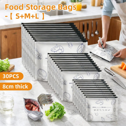 Eco-Friendly Reusable Aluminum Foil Freezer Bags - Leakproof, BPA-Free Ziplock Storage with Write-On Labels & Trendy Anatomy Doll for Effortless Meal Prep and Organization