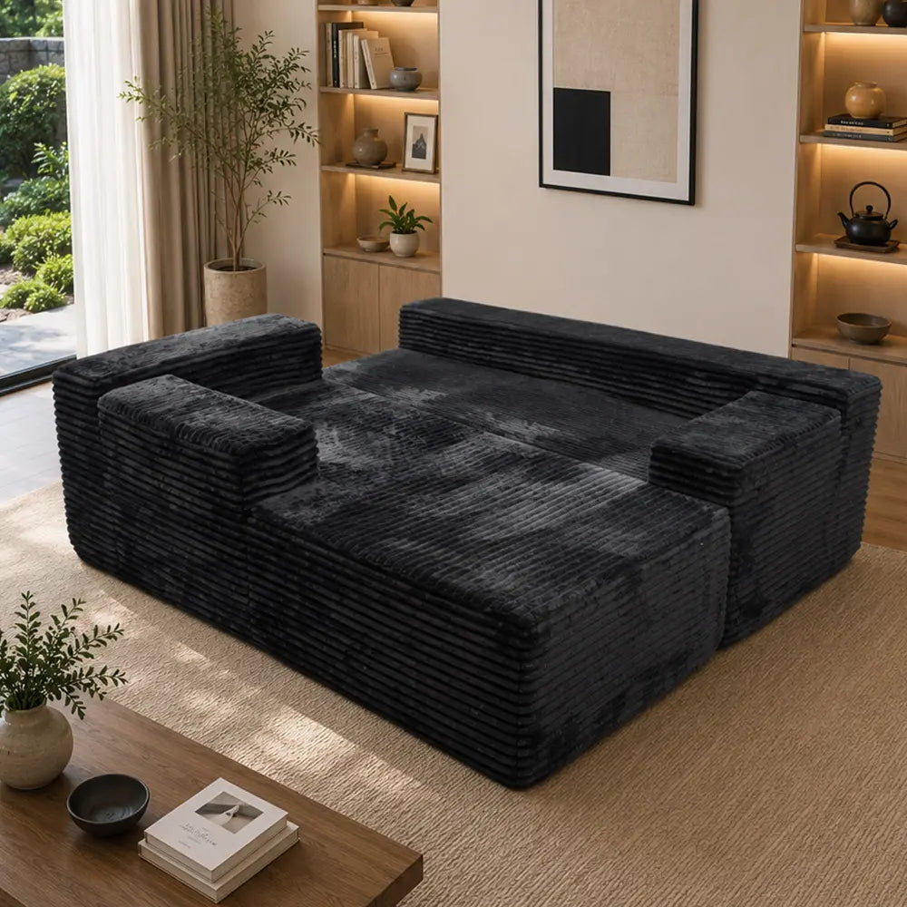 Luxurious 104" Modular U-Shaped Cloud Couch with Chaise Lounge & Ottoman - Ultimate Deep Seat Comfort in Soft Corduroy, No Assembly Required