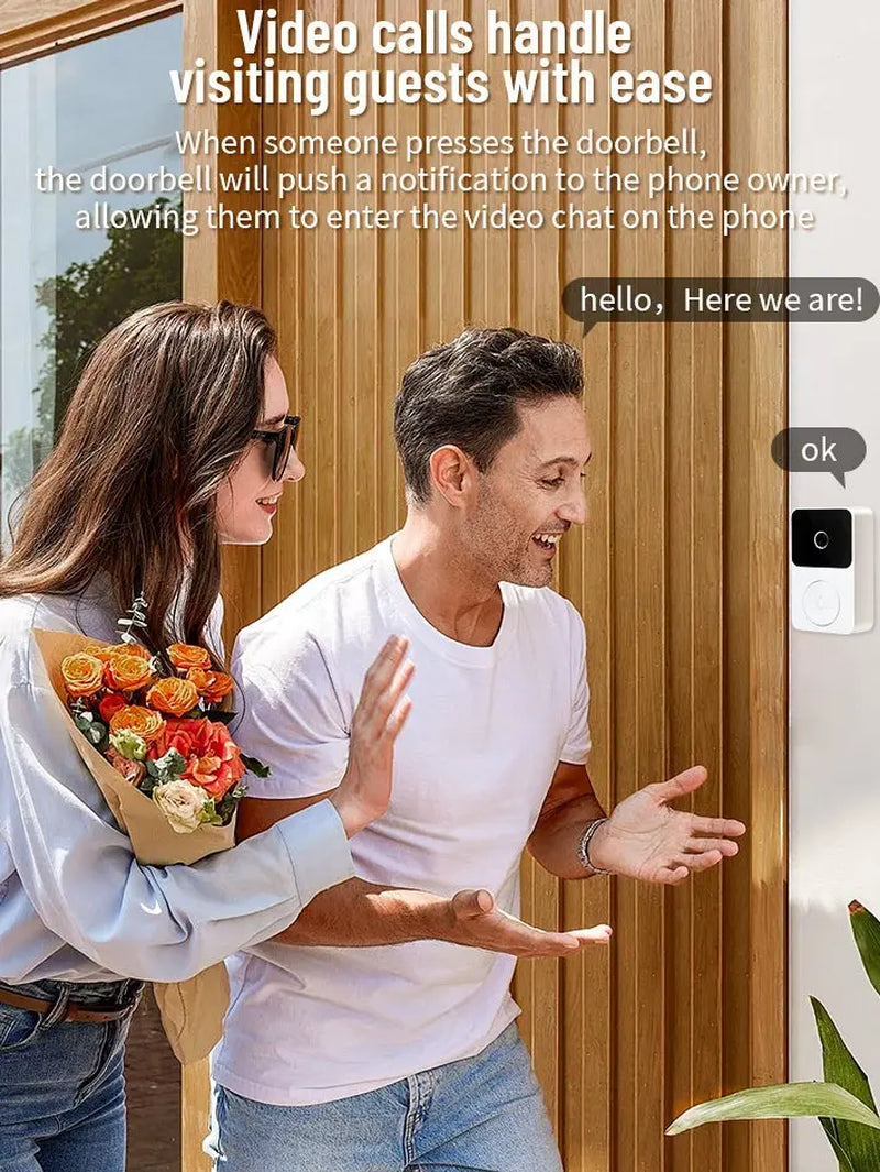 Smart Wireless Video Doorbell Camera - 1080P HD, AI Detection, Night Vision, Instant Alerts & 2-Way Audio - Easy Install & Rechargeable Battery