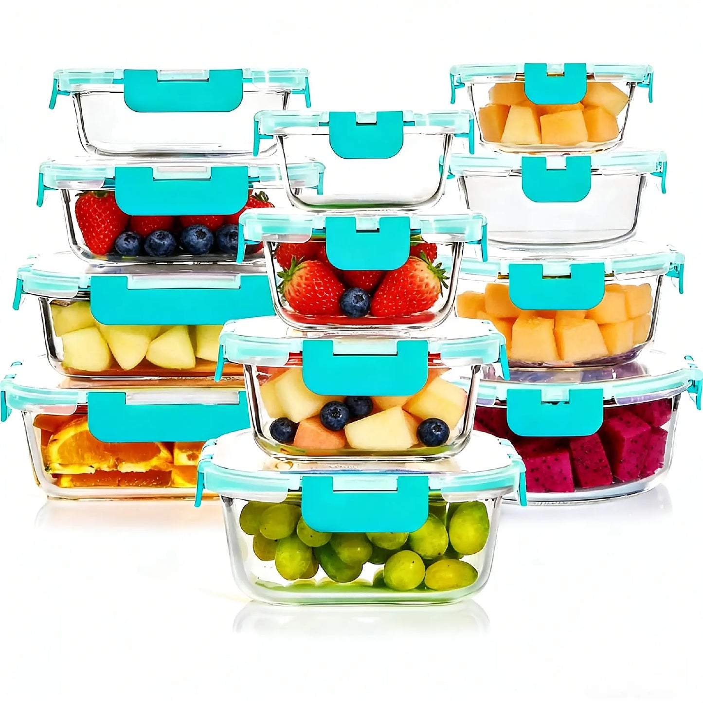 8-Piece BPA-Free Borosilicate Glass Food Storage Set - Airtight, Leak-Proof Silicone Lids for Easy Organization and Microwave Safety