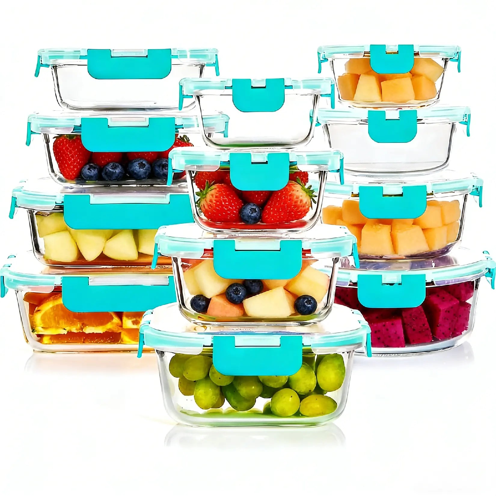 8-Piece BPA-Free Borosilicate Glass Food Storage Set - Airtight, Leak-Proof Silicone Lids for Easy Organization and Microwave Safety