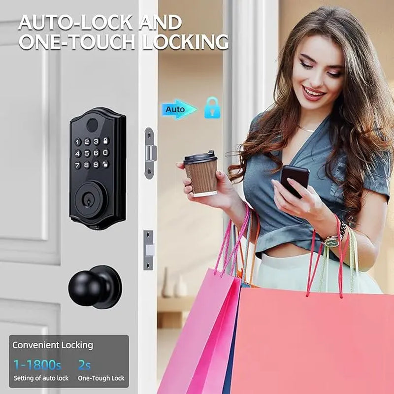 Revolutionary Biometric Fingerprint Smart Deadbolt Lock - 4-in-1 Keyless Entry with Keypad, Bluetooth Control, Anti-Peeping Password & Backup Key!