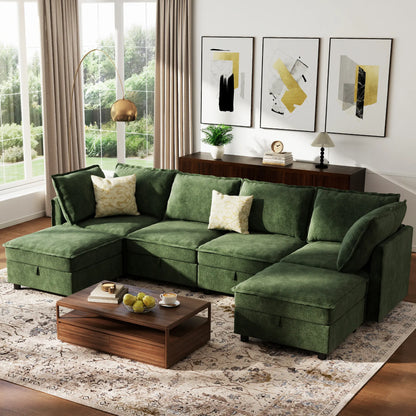 Transform Your Space with the Guromagicsofa 97" U-Shaped Modern Sectional - Stylish Beige Couch with Storage & Movable Ottomans for Living Room & Office