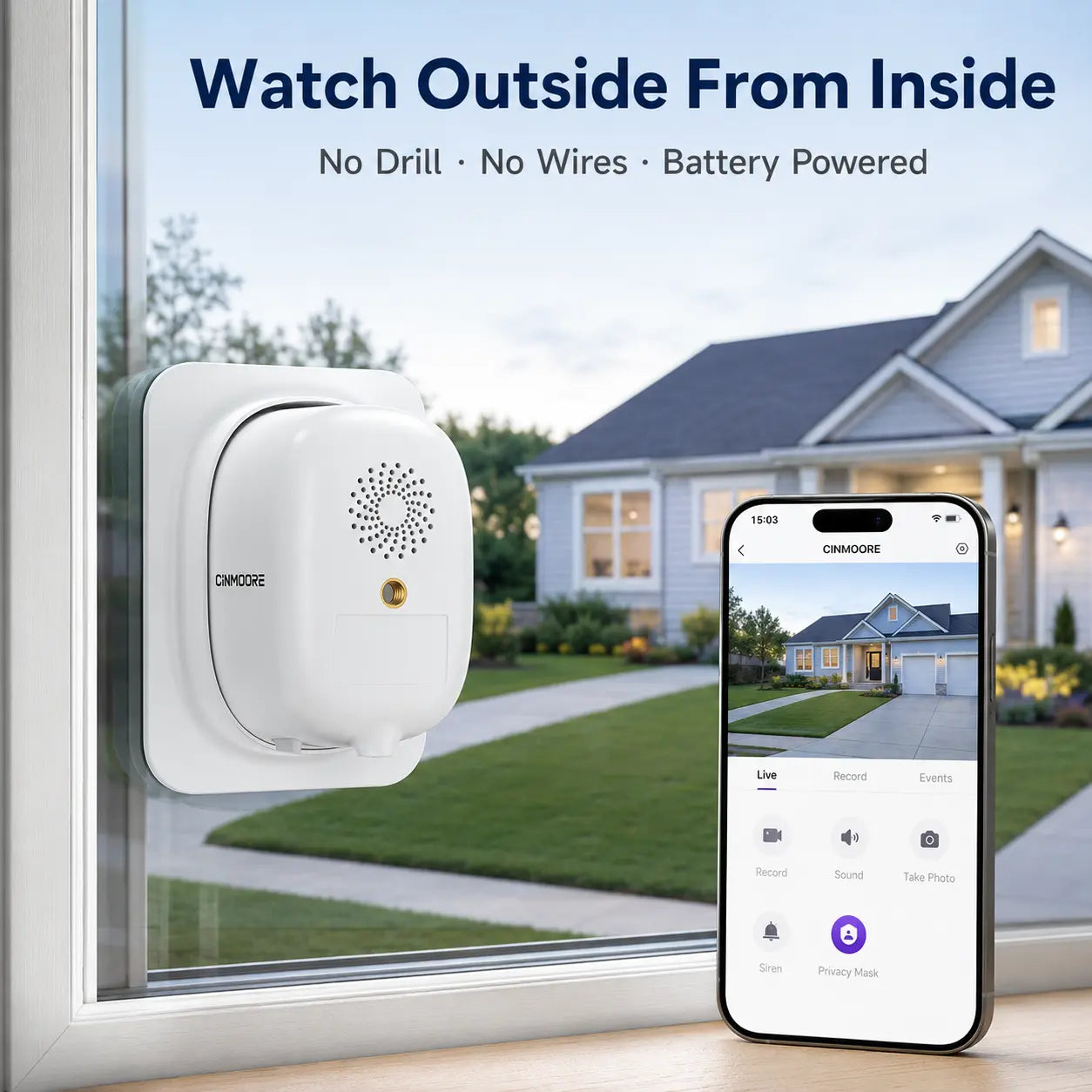 CINMOORE 2.5K Wireless Weatherproof Security Camera - AI Motion Detection, Color Night Vision & Rechargeable Battery for Ultimate Home Surveillance