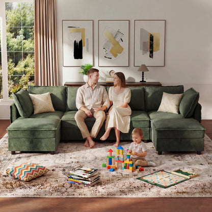 Transform Your Space with the Guromagicsofa 97" U-Shaped Modern Sectional - Stylish Beige Couch with Storage & Movable Ottomans for Living Room & Office