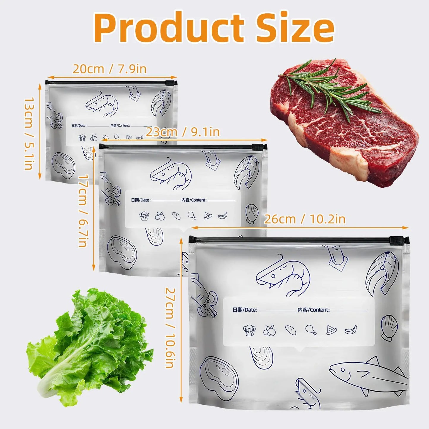 Eco-Friendly Reusable Aluminum Foil Freezer Bags - Leakproof, BPA-Free Ziplock Storage with Write-On Labels & Trendy Anatomy Doll for Effortless Meal Prep and Organization