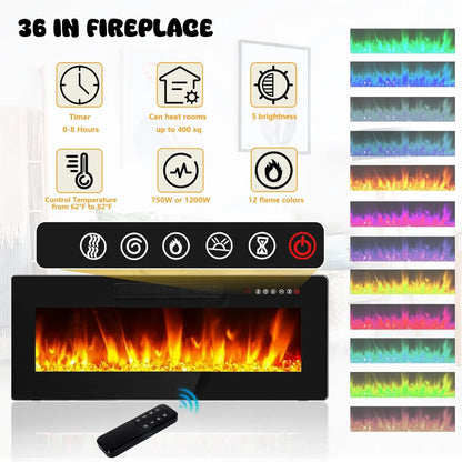 PUKAMI 70" Modern Wall-Mount Floating Fireplace TV Stand - Stylish LED Entertainment Center with 12 Flame Colors & Smart Wire Management for Contemporary Living Rooms