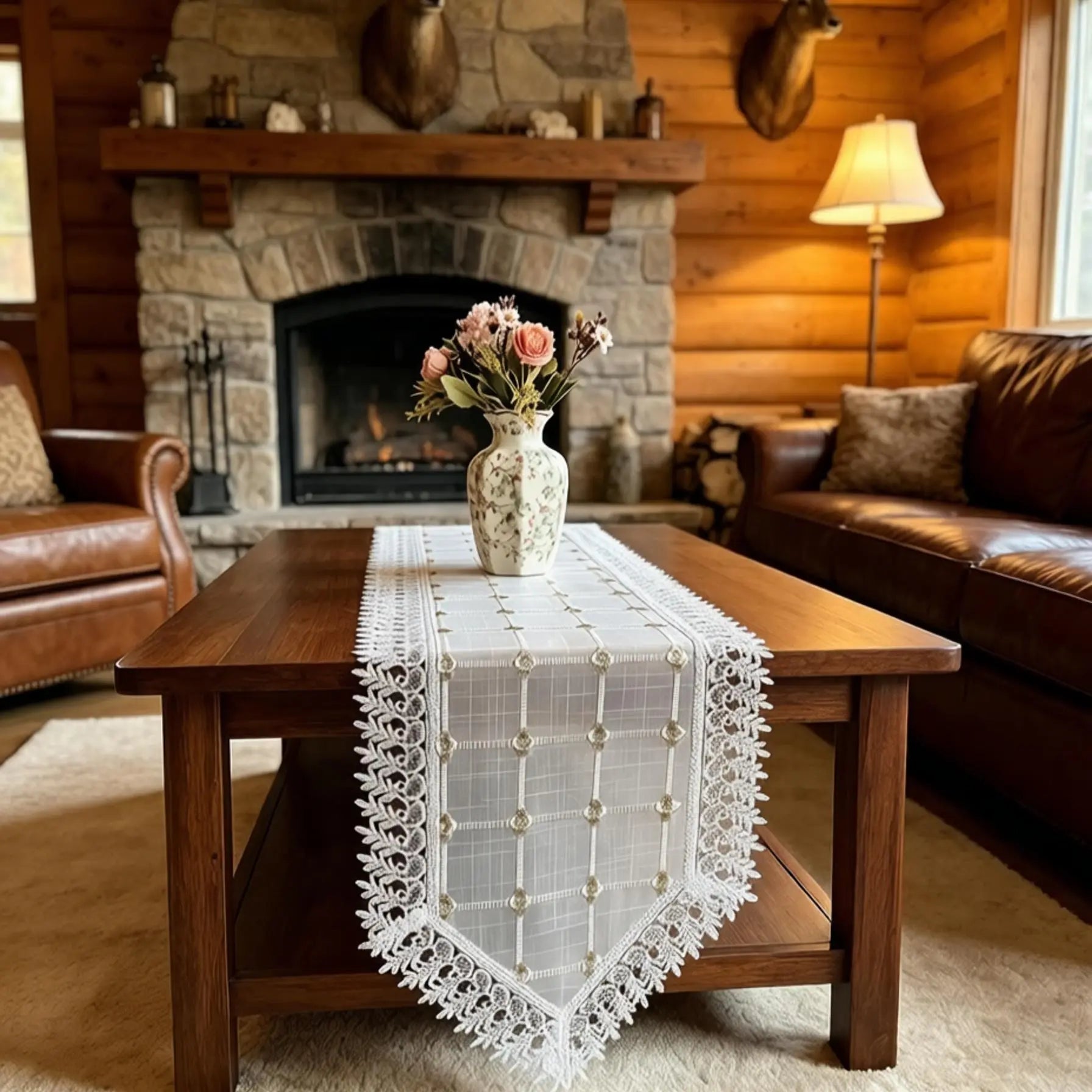 Elegant Non-Slip Embroidered Lace Table Runner - Durable & Ideal for Every Occasion!