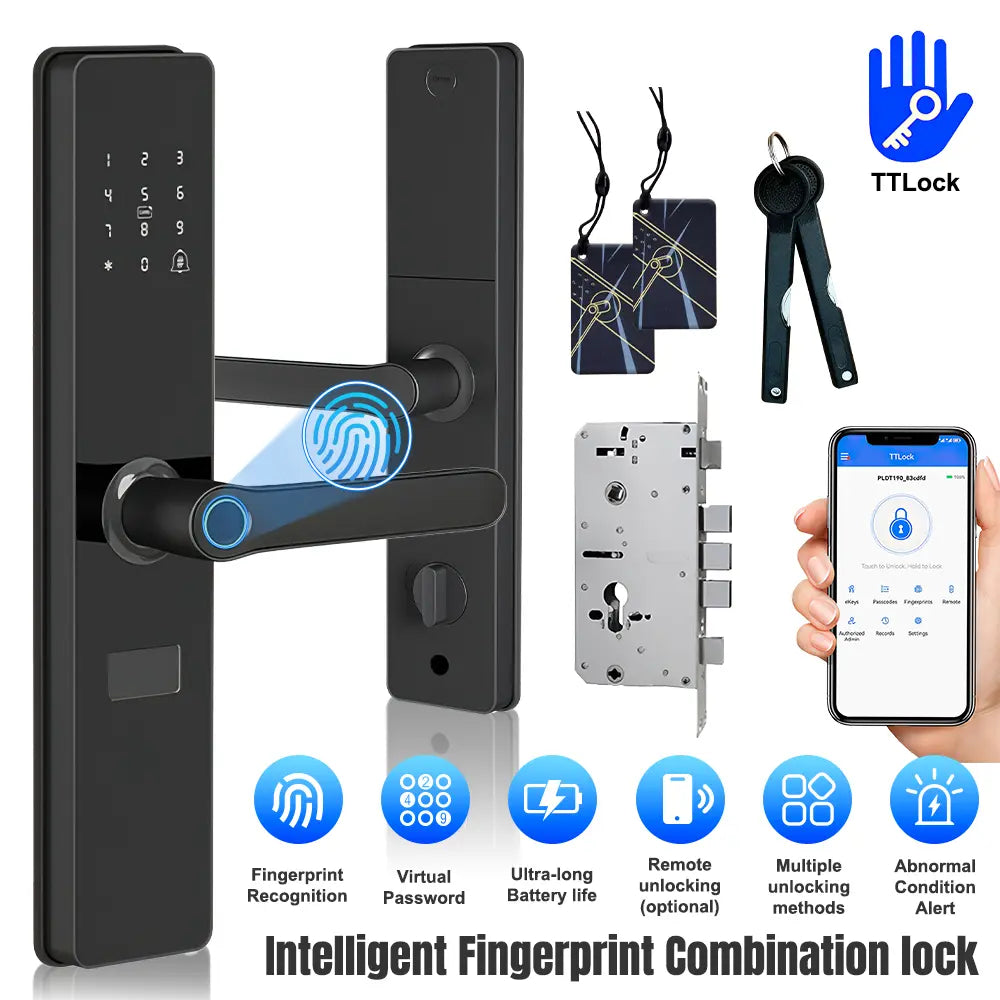 Upgraded Summervibes Keyless Biometric Fingerprint & Bluetooth Door Lock - Fits 60mm Thickness