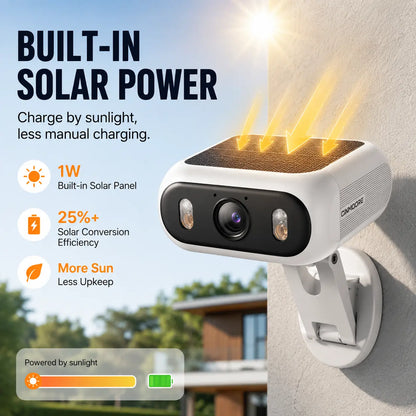 Revolutionary Wireless Solar Security Camera - No Drill, Magnetic Mount, 9000mAh Battery, AI Detection, Color Night Vision, Dual-Band WiFi