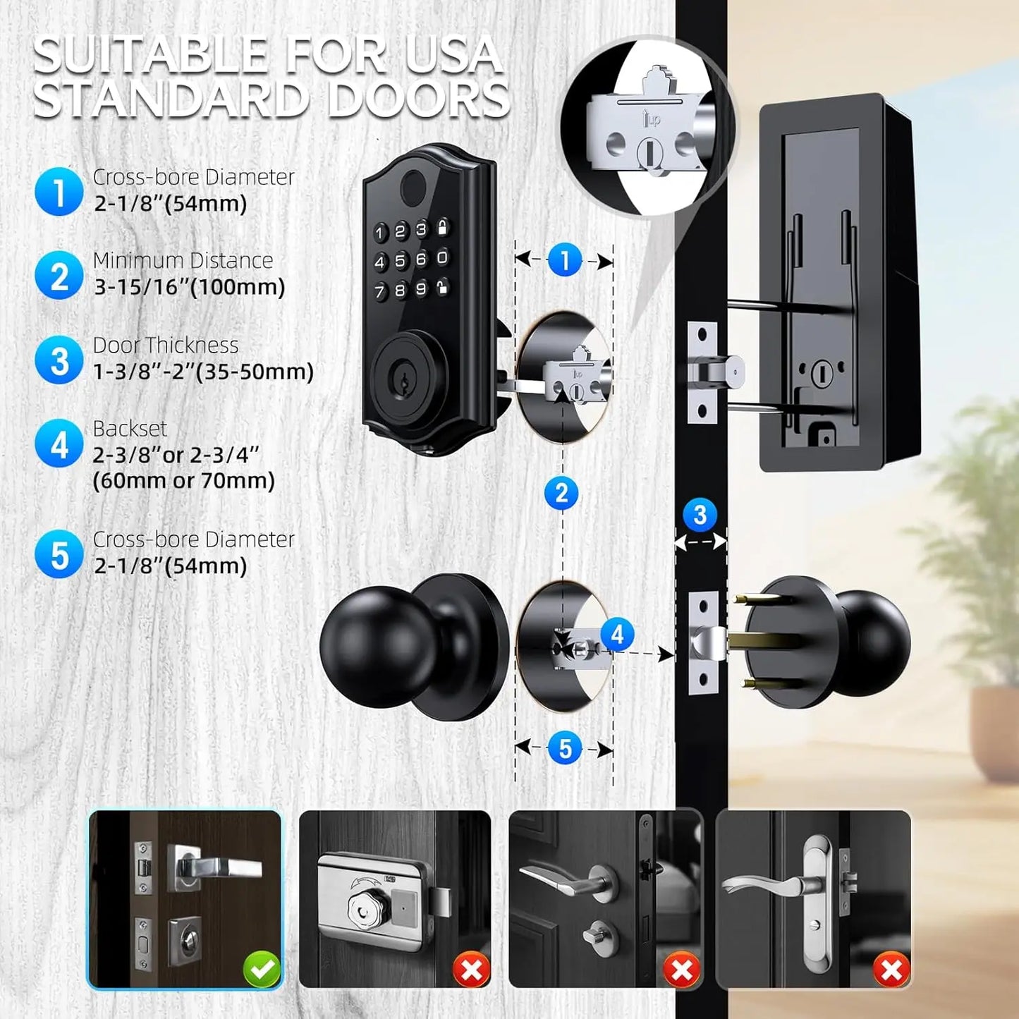 Revolutionary Biometric Fingerprint Smart Deadbolt Lock - 4-in-1 Keyless Entry with Keypad, Bluetooth Control, Anti-Peeping Password & Backup Key!