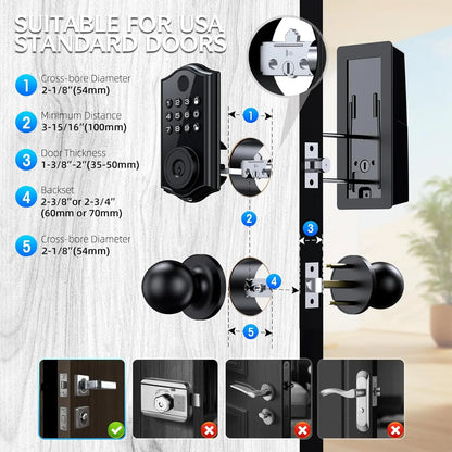 Revolutionary Biometric Fingerprint Smart Deadbolt Lock - 4-in-1 Keyless Entry with Keypad, Bluetooth Control, Anti-Peeping Password & Backup Key!
