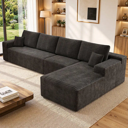 Luxurious 104" Modular U-Shaped Cloud Couch with Chaise Lounge & Ottoman - Ultimate Deep Seat Comfort in Soft Corduroy, No Assembly Required