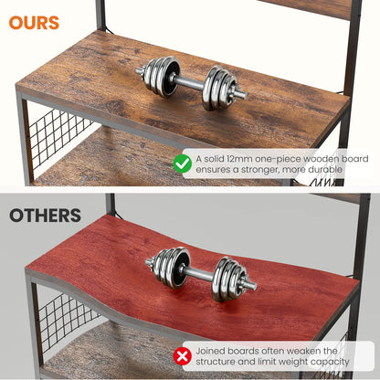 Versatile 4-Tier Kitchen Baker's Rack with Power Outlet, Adjustable Shelves, and Side Storage Baskets - Perfect Microwave Stand with Anti-Tip Safety Feature