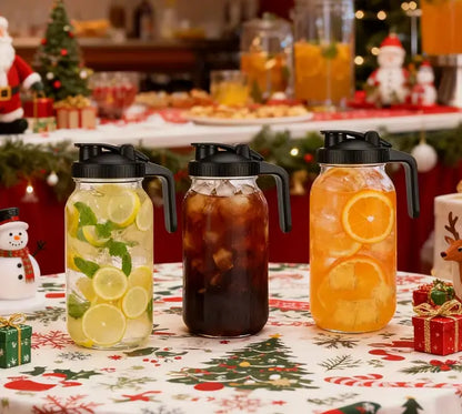 64-Ounce Leak-Proof Glass Mason Jar with Lid - Perfect for Milk, Beverages & Everyday Storage - Easy to Clean!