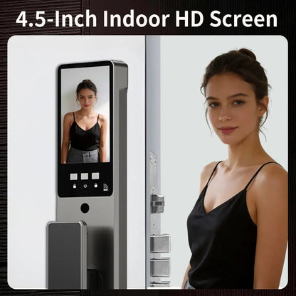 Premium Smart Lock with Palmprint & 3D Face Recognition - Next-Gen Video Intercom & Heavy Duty Mortise Digital Door Lock by Tuya