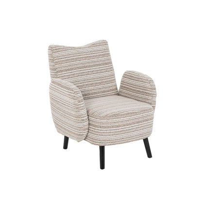 Chic Boucle Fabric Armchair with Convenient Side Pockets and Sturdy Wood Legs - Ideal for Living Room and Bedroom Comfort