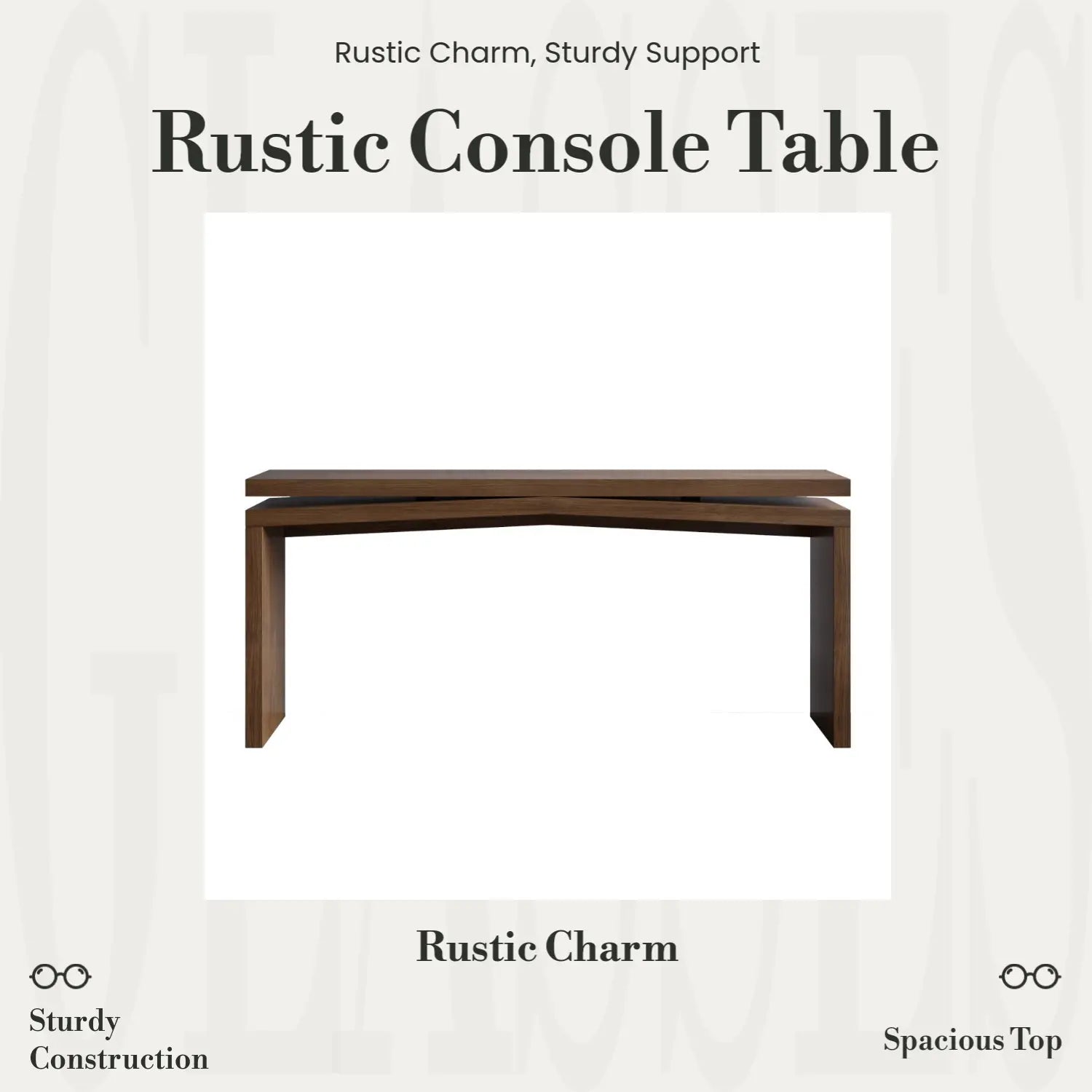 Rustic 65" Solid Wood Veneer Farmhouse Console Table - Sturdy Split Sled Base for Entryway & Living Room