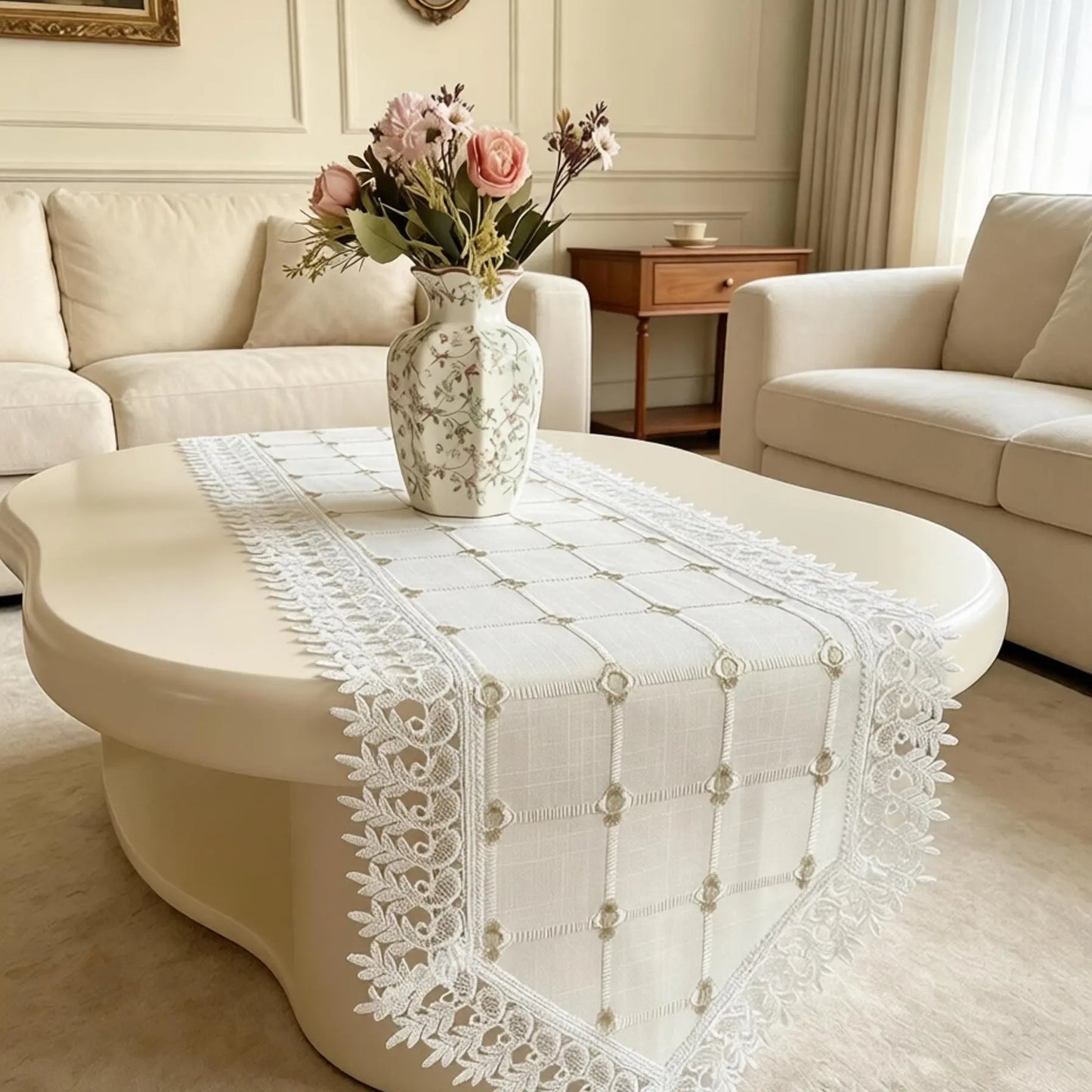 Elegant Non-Slip Embroidered Lace Table Runner - Durable & Ideal for Every Occasion!