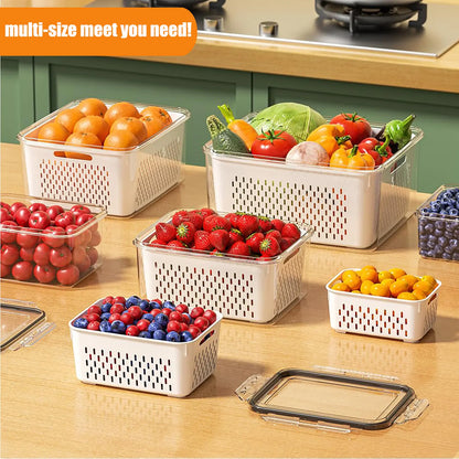 Ultimate Stackable Fruit & Vegetable Storage Containers - BPA-Free, Airtight with Removable Colander - Perfect for Freshness & Organization - Available in 8, 10, or 12 Piece Sets