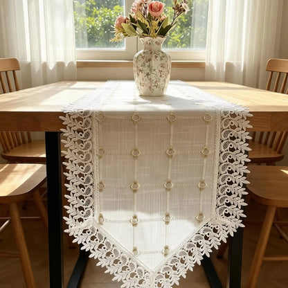 Elegant Non-Slip Embroidered Lace Table Runner - Durable & Ideal for Every Occasion!