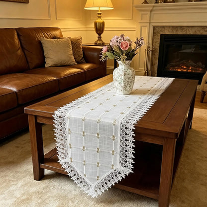 Elegant Non-Slip Embroidered Lace Table Runner - Durable & Ideal for Every Occasion!
